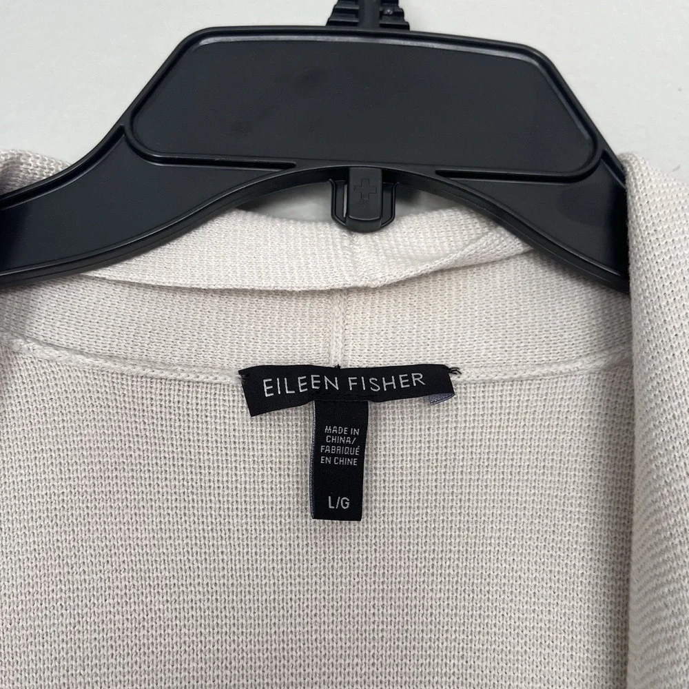 Eileen Fisher Vest Large Knit Open Front  Silk Cotton Oatmeal‎ Beige Sleeveless - Picture 3 of 6